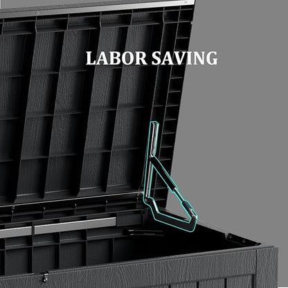 Heavy-Duty 270 Gallon Waterproof Deck Storage Box, Outdoor Storage for Garden & Patio, Lockable Resin Storage Chest for Pool Accessories, UV-Resistant, Onyx Black