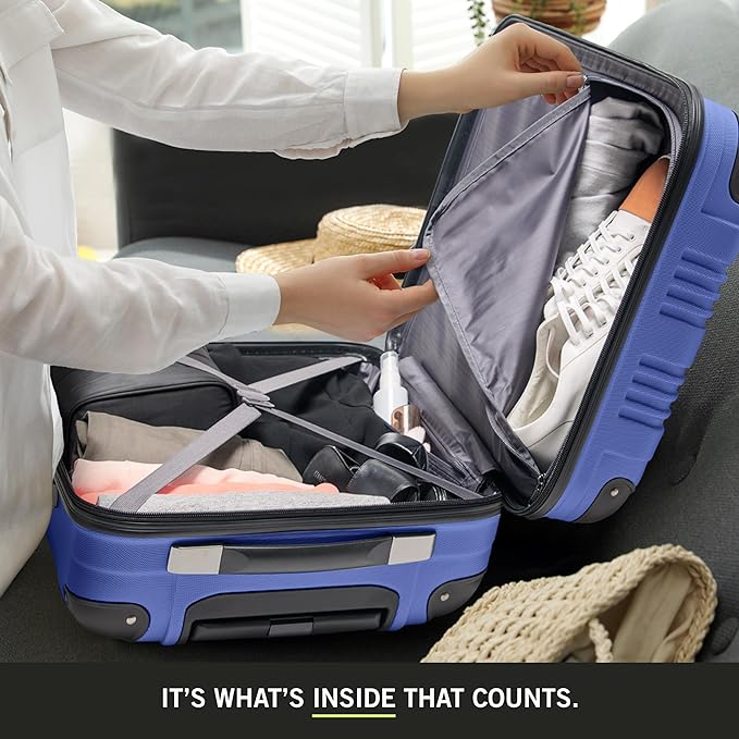 Kenneth Cole REACTION Out of Bounds Lightweight Hardshell 4-Wheel Spinner Luggage, Cobalt Blue, 20-Inch Carry On