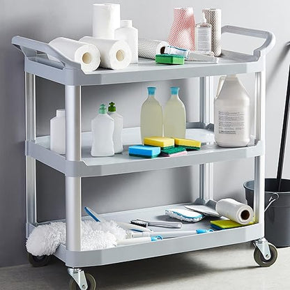 Amazon Basics 3 Shelves Utility Cart with 400 lbs Loading Capacity, Smooth move, Gray