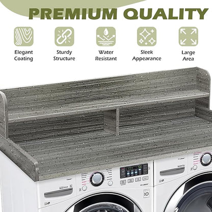 Royxen Laundry Countertop with Storage Universal Fit, Washer and Dryer Countertop with Shelf, Laundry Room Storage, 2-Tier Shelf (Eucalyptus)