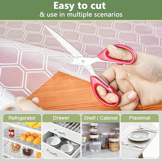 Shelf Liner, Refragerator Drawer Liners for Kitchen Cabinets, Waterproof Bathroom Sink Mat No Slip Cupboard Liners Non Adhesive Fridge Liner Roll - Clear 17.5"×78.7"