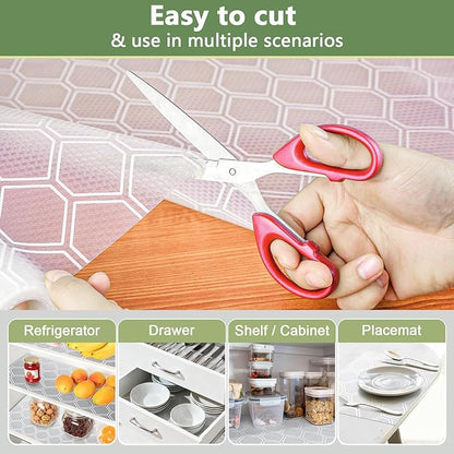 Shelf Liner, Refragerator Drawer Liners for Kitchen Cabinets, Waterproof Bathroom Sink Mat No Slip Cupboard Liners Non Adhesive Fridge Liner Roll - Clear 17.5"×78.7"