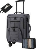 LOVEVOOK Carry On Luggage Airline Approved, Suitcases with Spinner Wheels, Softside Carry-on Luggage with TSA Lock for Men Women Business Trip, Lightweight Large Capacity Luggage for Travel, Grey