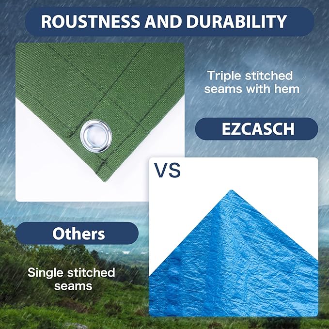 8’x10’ Canvas Tarps Heavy Duty Waterproof Tarpaulins with Aluminum Grommets,UV Resistant, 22Mil Multipurpose Drop cloth, 14oz Durable Cover Sheet for Outdoor and Indoor Use with Ropes.