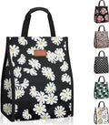 Lunch Bags for Women Insulated Reusable Lunch Tote with Internal Pocket, Lunch Tote bag for Work（Daisy）