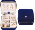 S.Leaf Travel Jewelry Organizer Travel Jewelry Boxes for Women Small Jewelry Travel Case Box Portable Travel Jewelry Case Travel Case Mini Jewelry (06_Suede_Touch_Navy)