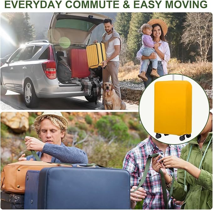 PATIKIL Luggage Cover, Suitcases Covers Elastic Carry on Cover Protector Washable Scratch-Resistant Fits 24-25 Inch Luggage for Travel Business Trips, Yellow
