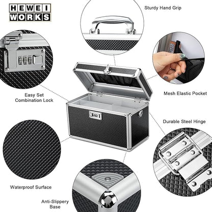 Storage Lock Box with Combination code, Lockable Medicine Storage Case, Empty First Aid Box, Security Lock Box, Multipurpose Lockbox for Home and Outdoor Use (Black, Large)