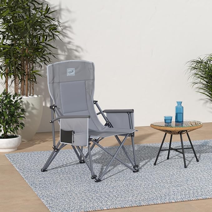 Heavy Duty Portable Folding Camping Chair for Adults with Comfy Padded Backrest | for Outdoor & Sports, Backpacking, Beach, Lawn, Hunting, Tailgating, Fishing | Supports 400 Lbs