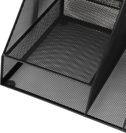 Metal Mesh Desk Organizer, Multifunctional Pen Holder & Office Supplies Organizer with Durable Lightweight Black Iron Design