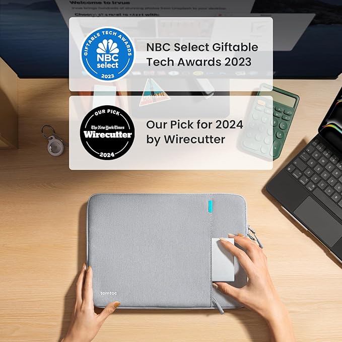 tomtoc 360° Protective Tablet Sleeve for iPad Pro 13-inch (M5/M4) 2025, 13-inch iPad Air (M3/M2), 12.9-inch iPad Pro (6th/5th/4th/3rd Generation) with Magic Keyboard, Water-Resistant iPad Case Bag