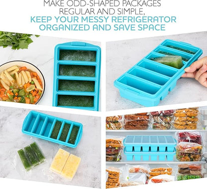 1/2 Cup Silicone Freezer Tray With Lid - Silicone Freezer Molds 2-Pack For meal prep & freezing of various sauces and other dishes, makes 12 perfect 1/2 cup portions cubes,oven and dishwasher safe
