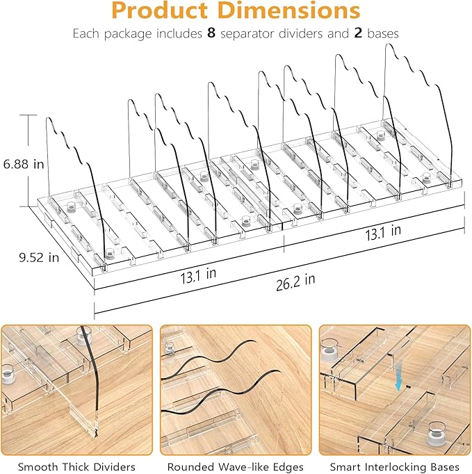 Ronlap Purse Storage Organizer for Closet, Clear Closet Bag Storage Dividers Rack Shelf Purse Dividers for Closet Organization Handbag Separators Closet Purse Organizers and Storage, 2 Pack, Clear