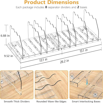 Ronlap Purse Storage Organizer for Closet, Clear Closet Bag Storage Dividers Rack Shelf Purse Dividers for Closet Organization Handbag Separators Closet Purse Organizers and Storage, 2 Pack, Clear
