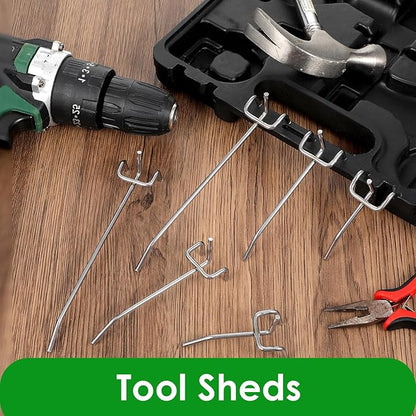 120pcs Pegboard Hooks Peg Board Shelving Hooks Peg Board Hook for Hanging Stainless Steel Hanging Boards Pegs Wall Display Hook Bulk Pegs Boards Tool Hangers for Garage Craft Room Kitchen Store