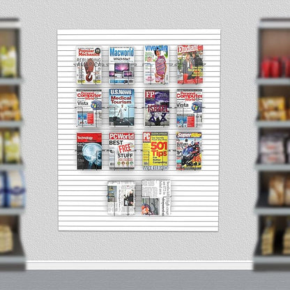 6 Pair Literature Display for Slatwall, Adjustable Magazine Holder for Slat Wall, Metal Slatwall Accessories for Exhibitions, Perfect for Organizing Books, Magazines, and Brochures