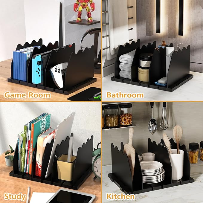 Ronlap Purse Storage Organizer for Closet, Black Closet Bag Storage Dividers Rack Shelf Purse Dividers for Closet Organization Handbag Separators Closet Purse Organizers and Storage, 2 Pack, Black