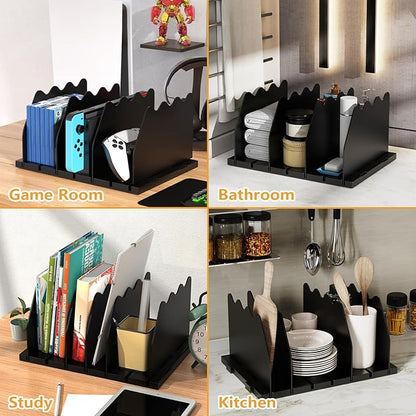 Ronlap Purse Storage Organizer for Closet, Black Closet Bag Storage Dividers Rack Shelf Purse Dividers for Closet Organization Handbag Separators Closet Purse Organizers and Storage, 4 Pack, Black