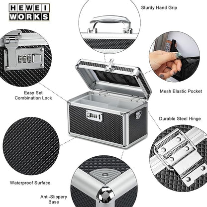 Storage Lock Box with Combination code, Lockable Medicine Storage Case, Empty First Aid Box, Security Lock Box, Multipurpose Lockbox for Home and Outdoor Use (Black, Small)