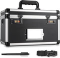 13.4 x 8 x 8.7 Inch Lockable Storage Box with Combination Lock, Portable Safe for Documents, Medicine, Cash & Valuables, Medicine Lock Box with Label Slot for Home, Office & Travel - Black