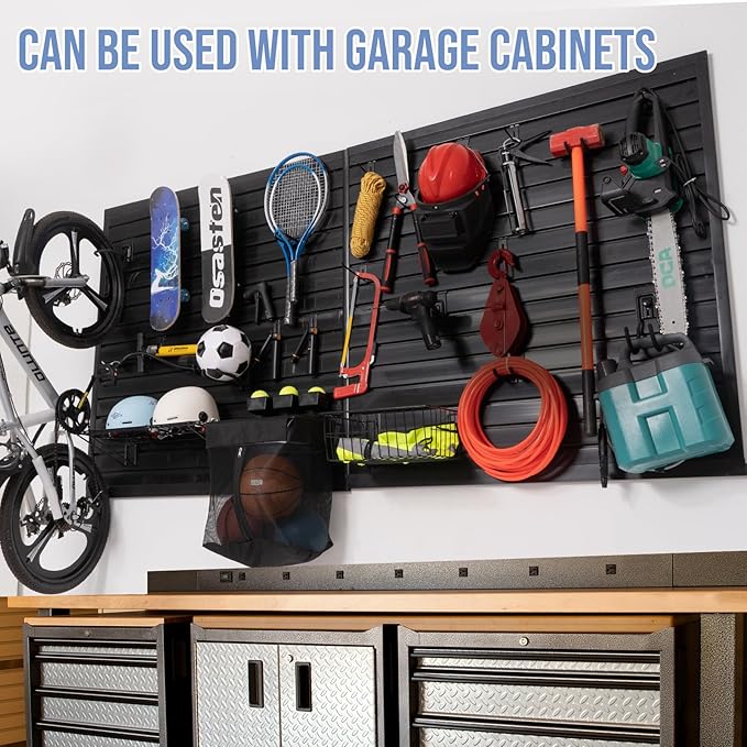 Slat Wall Paneling Garage Slat Wall Storage Systems Garage Wall Organizer, Slatwall Panels 4'x 8' Black Slat Board PVC Wall Panels Slatwall Displays Garage Tool Organizer Wall Mount Slate Wall