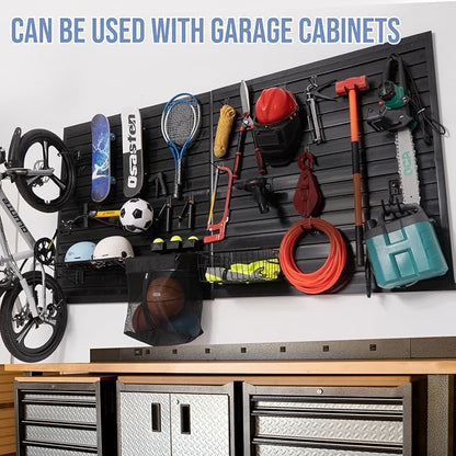 Slat Wall Paneling Garage Slat Wall Storage Systems Garage Wall Organizer, Slatwall Panels 4'x 8' Black Slat Board PVC Wall Panels Slatwall Displays Garage Tool Organizer Wall Mount Slate Wall
