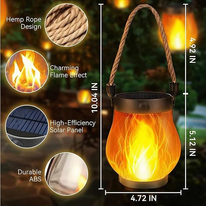 Kaliqo Solar Lantern Outdoor Lights Solar Lantern Waterproof Flickering Flame Hanging Lanterns for Patio Yard Garden Decor (5 Pcs)