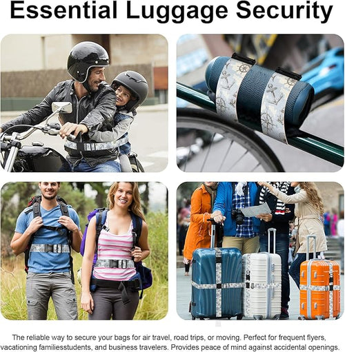 2 Pack Luggage Straps, Adjustable Cute Printing with Combination Lock Luggage Straps for Women Men Travel School Business Trips-Sailing