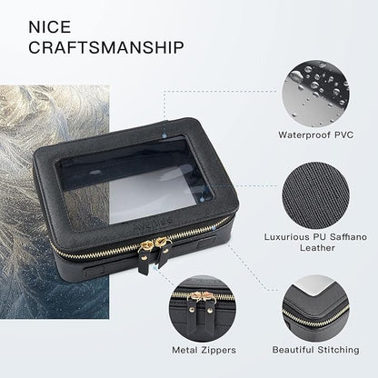 Aveniee Clear Makeup Bag Organizer,Large Travel Toiletry Bag for Women, Waterproof Cosmetic Pouch with Zippers,Car Organizers and Storage Case for Accessories,Black