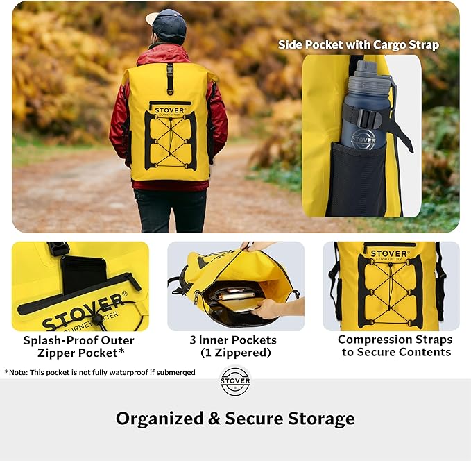 STOVER 5/10/25/30/40/55L Waterproof Backpack- Floating Dry Bag for Kayaking, Travel, Beach, Hiking, & Camping, Men/Women