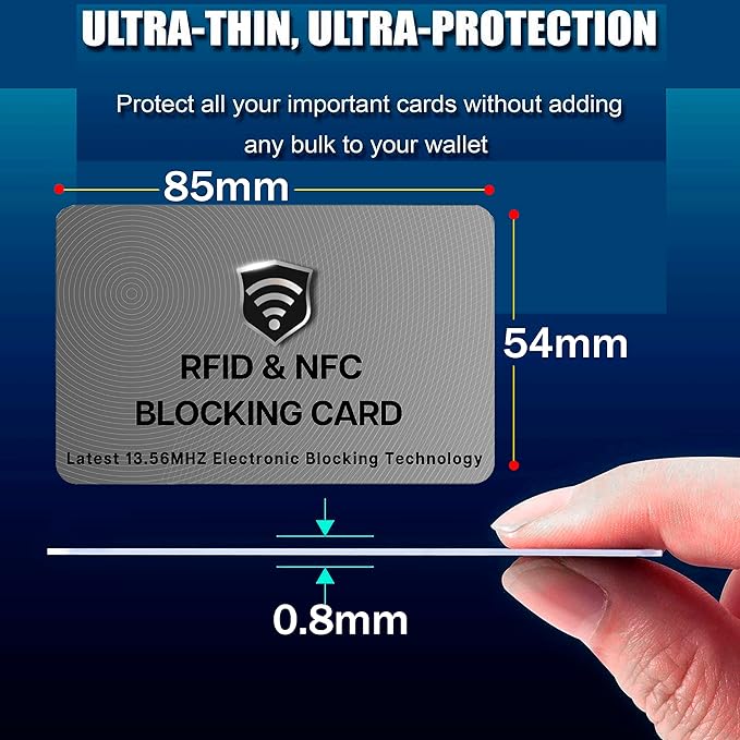SaiTech IT 5 Pack RFID Blocking Cards, One Protects Entire Wallet Purse, NFC Contactless Bank Debit Credit Card Protector ID ATM Guard - Grey