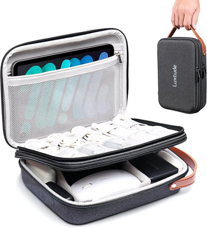 Luxtude Electronics Organizer Travel Case, Portable Tech Organizers Travel Case, Hard Cases for Electronics, Sturdy Charger Bag, Waterproof Tech Bag for Charger/Mouse/Hard Drive, Christmas Gifts