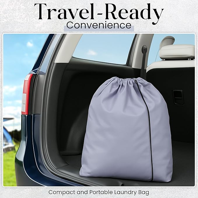 Laundry Basket with Wheels and Handle - 100L Bamboo-Fabric Laundry Hamper with Lid, Front Mesh Pocket, Travel Bag, Sturdy Wheels, Gray