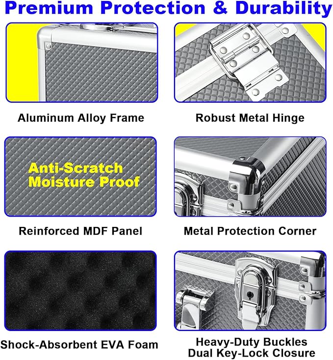 Multi color Card Storage Hard Case, Sports Card Collection Boxes,Trading Cards Cabinet, Card Holder, Toploader Box (Gray, Large)