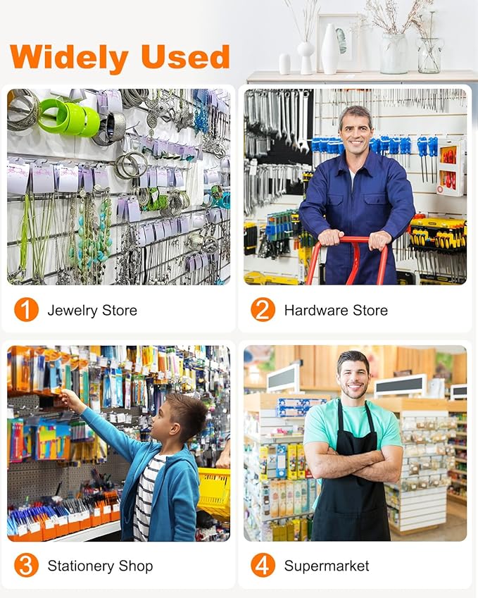 1" Slatwall Hooks, 60 Pack Garage Slat Wall Hanging Display Hooks for Retail Home Efficient Storage, White