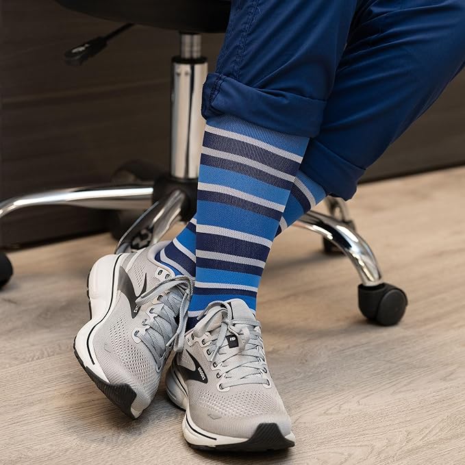Medical Grade Compression Socks for Men & Women 15-20 mmHg by OrthoSleeve (Purple w/Stripes, X-Large)