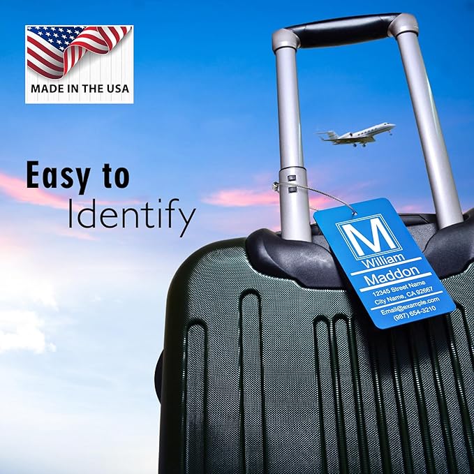 Luggage Tags for Suitcase - Pink Personalized Engraved Metal Tag for Cruise Travel - Custom Name Tags Suitable for Bags and Backpacks