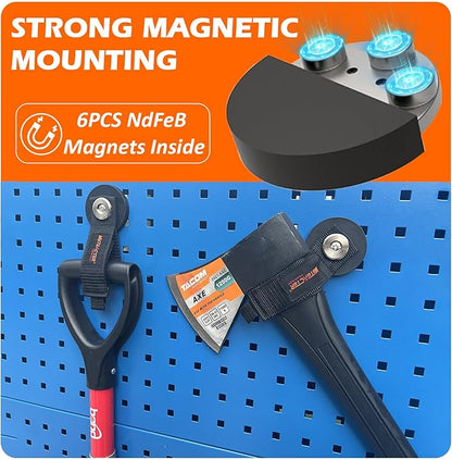 MUTUACTOR 2packs Magnetic Hooks Heavy Duty,Strong Magnet Garage Hook Large Capability for Hanging Cables Rubber Coating Mounting Magnet Storage Hooks for Garden Hoses Ropes Cordless Drills Tools Box