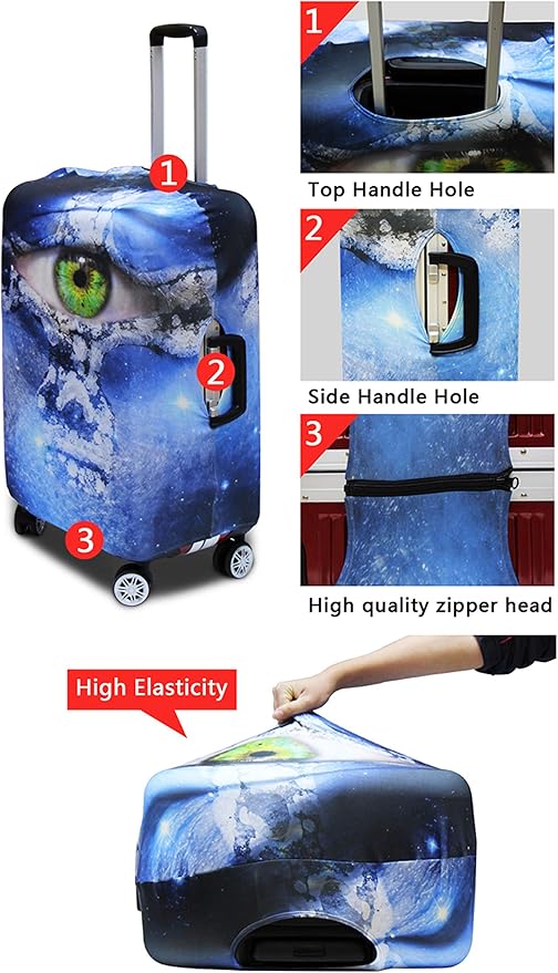 Travel Luggage Cover Anti-scratch Baggage Suitcase Protector Fits 30-32 Inch Luggage, Purple Crystal Butterfly