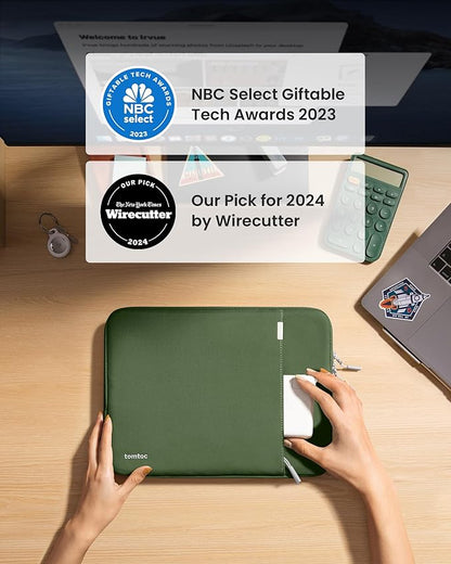 tomtoc 360° Protective Laptop Sleeve for 16-inch MacBook Pro M4/M3/M2/M1 Pro/Max A3403 A3186 A2991 A2780 A2485 A2141 2024-2019, Dell XPS 16 Laptop, Water-Resistant MacBook Case with Accessory Pocket