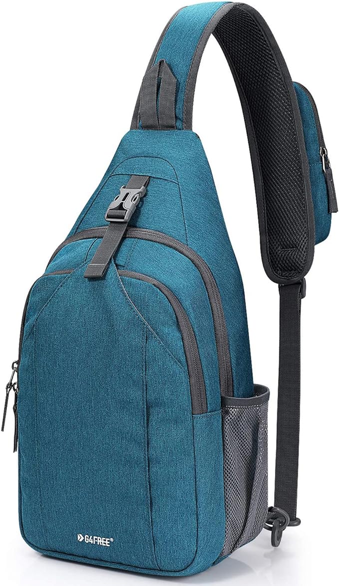 G4Free Sling Bag RFID Blocking Sling Backpack Crossbody Chest Bag Daypack for Hiking Travel(Teal Blue)