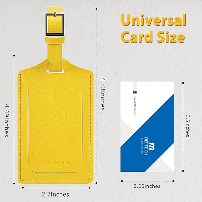Travelambo Luggage Tags for Suitcases Faux Leather Privacy Protection 16 Pack Bag Tags Travel Accessories Essential, Energetic Yellow