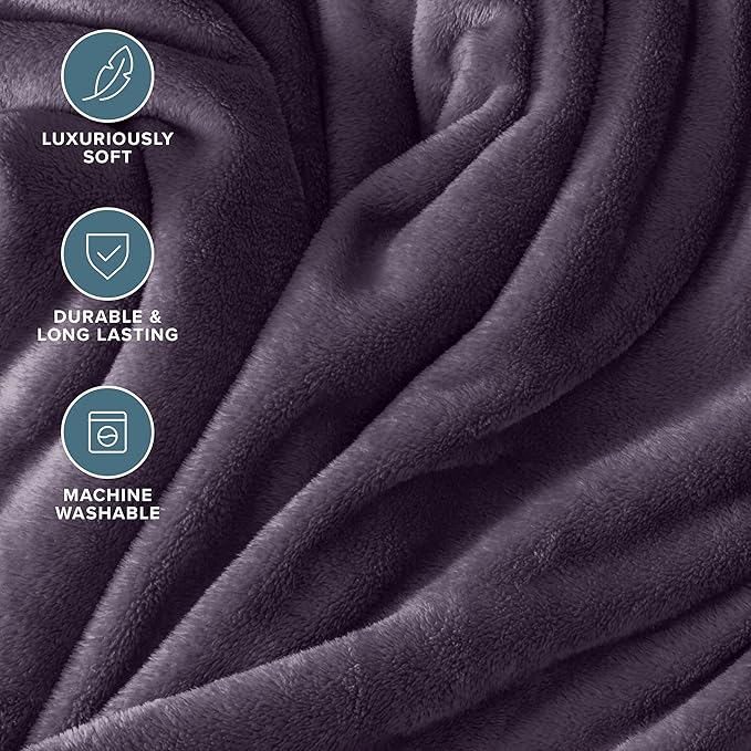 Bare Home Fleece Blanket - Twin/Twin Extra Long - Ultra-Soft Lightweight for Bed, Sofa, and Couch - Luxury Microplush - Cozy Warm Blanket (Twin/Twin XL, Eggplant)