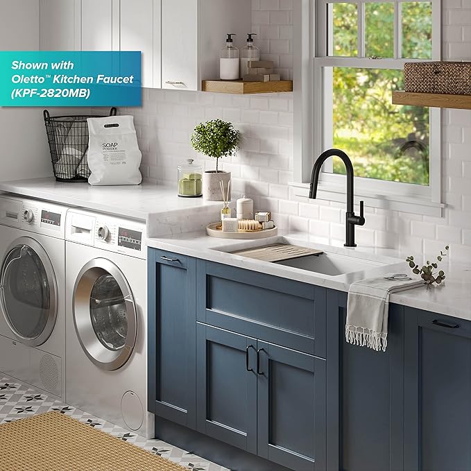 KRAUS Kitchen Sink Bellucci 32” Undermount Workstation Granite, Metallic White, Accessories, KGUW1-33WH