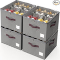 Criusia Shoe Organizer for Closet, 4 Pack Shoe Organizer with Transparent Cover and Sturdy Handles, Closet Shoe Storage for Sneakers Sandals Slippers, Fit 12-16 Pairs, Gray