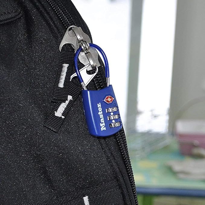 Master Lock Blue Set Your Own Combination TSA Approved Luggage Lock, Travel Zipper Padlock is Perfect for Suitcases, Bags, or Backpacks, 4688D