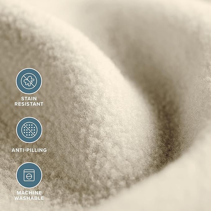 Bare Home Polar Fleece Blanket - Full/Queen - Oyster - Warm & Cozy - Premium Fleece Throw for Bed, Sofa, Camping, Travel and Cold Nights - Lightweight Blanket (Full/Queen, Oyster)