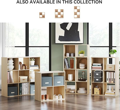 Signature Design by Ashley Piperton 3-Tier Floor Standing 6 Cube Organizer for Living Room, Wood, Works with 10.5" W x 10.5" D x 11" H Storage Bin (Sold Separately), Light Brown
