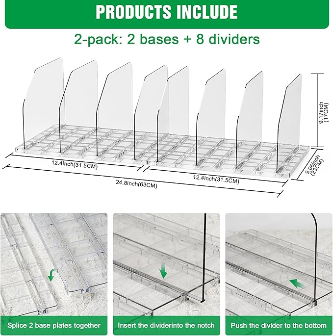 Bag & Purse Organizer for Closet, 2 Sets Adjustable Clear Handbag Storage Shelf, Plastic Clutch Dividers for Closet Organizers and Storage-Keep Purses upright (2 Sets)