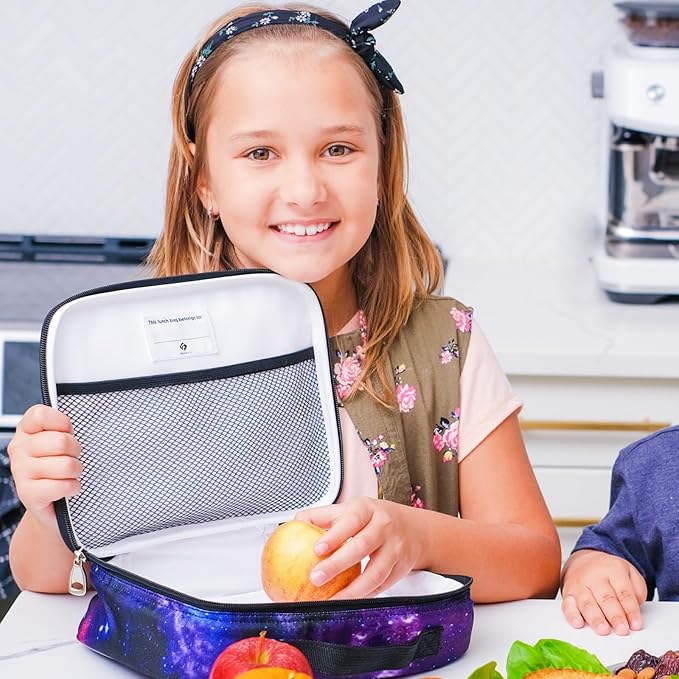 Fenrici Tie Dye Lunch Box for Boys, Girls, Kids Insulated Lunch Bag for School, Soft Sided Compartments, Spacious, BPA Free, Food Safe,10.8in x 8.5in x 2.8in, Tie Dye, Blue